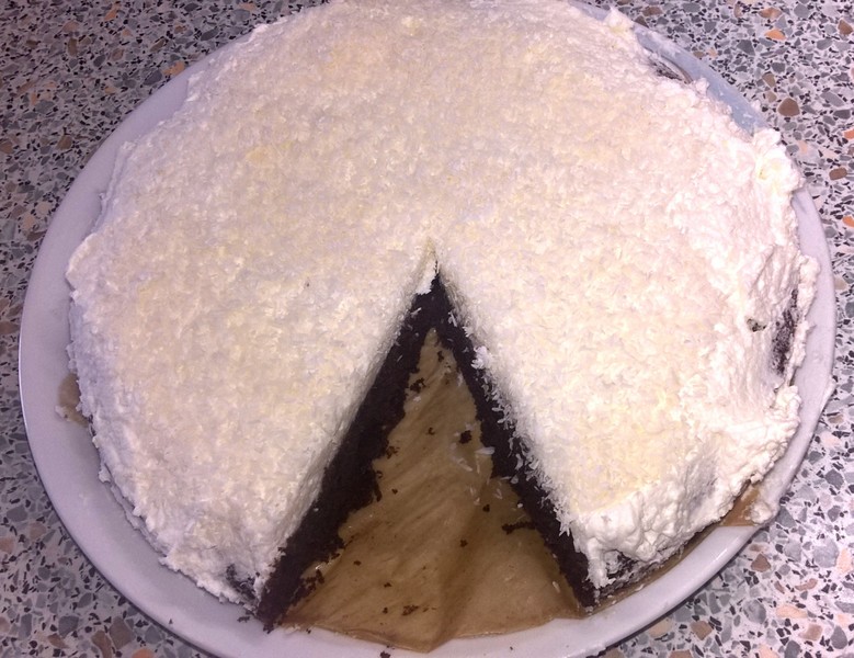 Černá a bílá - kokosovo-kakaový dort